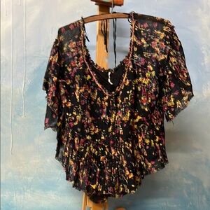 Free people boho floral shirt top size small petite